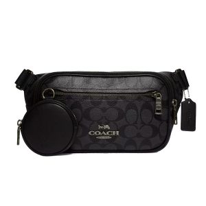 Túi Đeo Chéo Nam Coach Elias Belt Bag In Signature Canvas CZ400 Màu Đen Xám - Duy Hoang