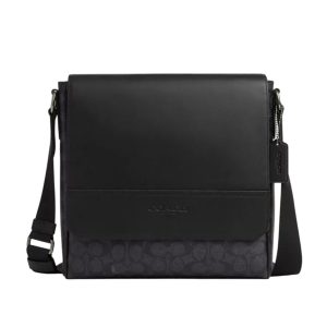 Túi Đeo Chéo Nam Coach Houston Map Bag In Signature Canvas CZ399 Màu Đen - Duy Hoang