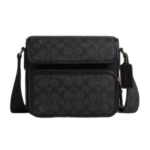 Túi Đeo Chéo Nam Coach Sullivan Flap Crossbody In Signature Canvas CZ396 Màu Đen Xám - Duy Hoang