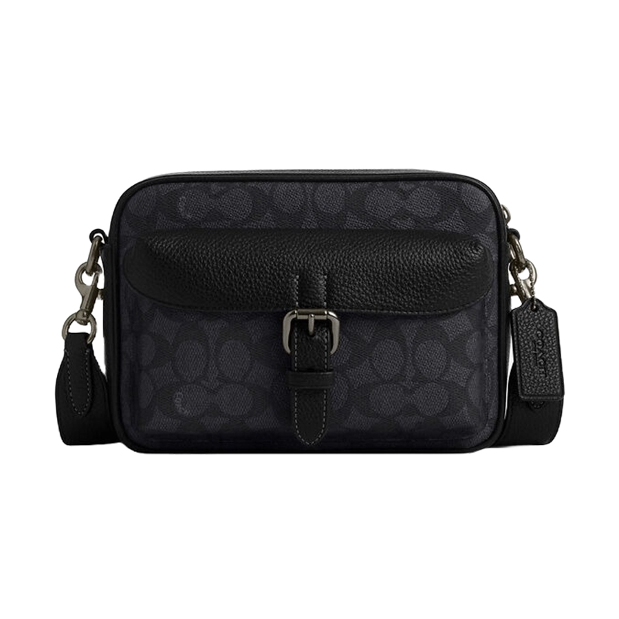 Túi Đeo Chéo Nam Coach Warner Crossbody Bag In Signature Canvas CW217QBMI5 Charcoal/Black Màu Đen Than - Duy Hoang