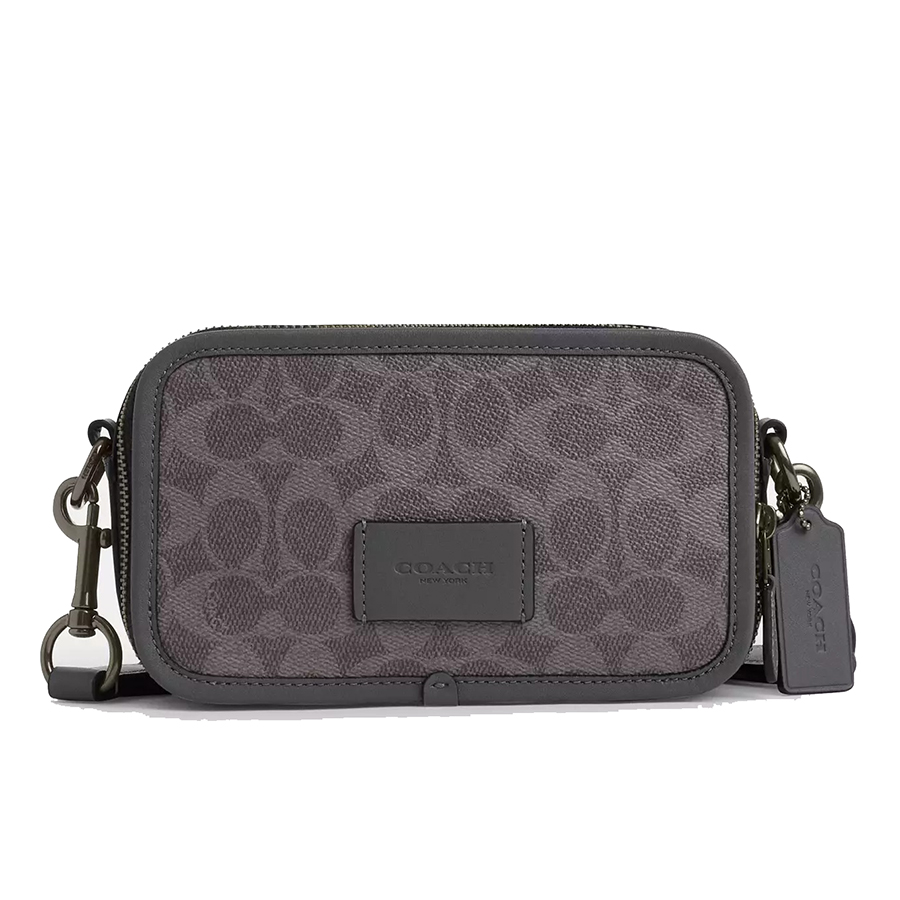 Túi Đeo Chéo Nam Coach Wyatt Crossbody Bag In Signature Canvas CW365 Gunmetal Màu Xám - Duy Hoang