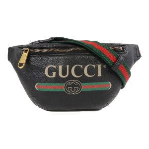 Túi Đeo Chéo Nam Gucci Logo-Print Leather Belt Bag Màu Đen - Duy Hoang