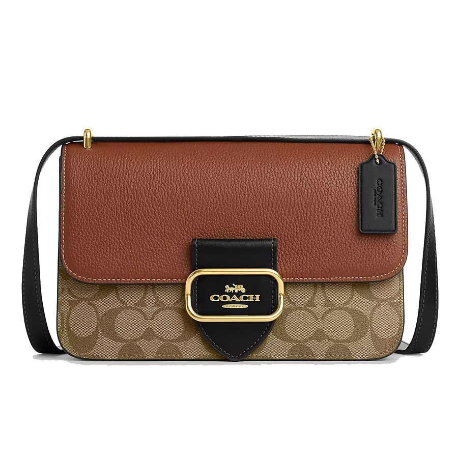 Túi Đeo Chéo Nữ Coach Large Morgan Square Crossbody In Colorblock Signature Canvas CM713 Màu Nâu Be - Duy Hoang