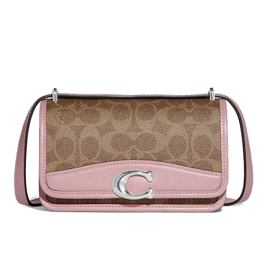 Túi Đeo Chéo Nữ Coach Lunar New Year Bandit Crossbody In Colorblock Signature Canvas With Rabbit Charm CF936 Màu Nâu Hồng - Duy Hoang