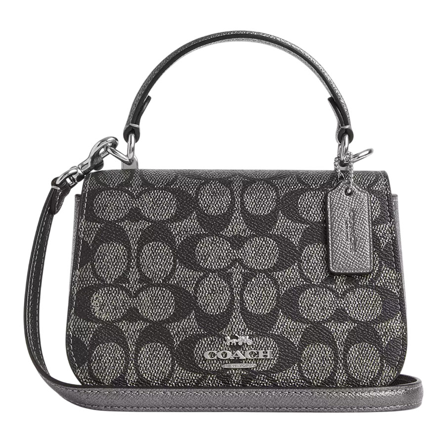 Túi Đeo Chéo Nữ Coach Lysa Top Handle Bag In Signature Canvas CX576 Màu Đen - Duy Hoang