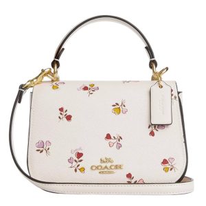 Túi Đeo Chéo Nữ Coach Lysa Top Handle Bag With Heart Print CX577 Gold/Chalk Multi Màu Trắng Họa Tiết - Duy Hoang