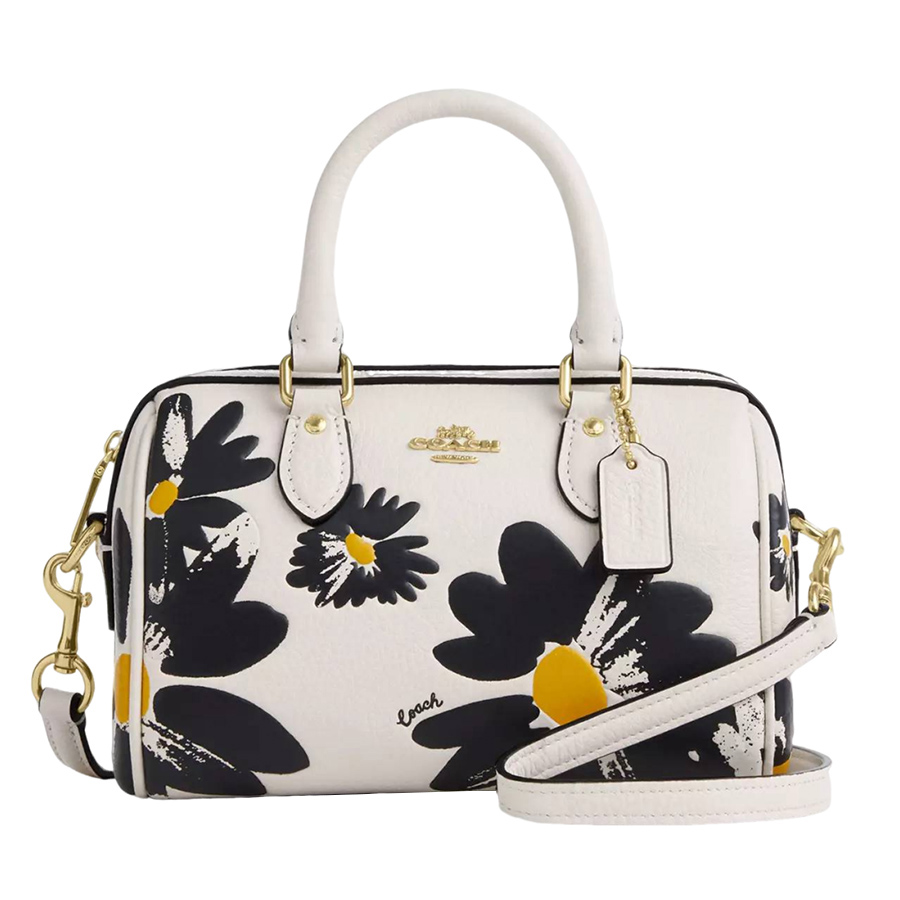 Túi Đeo Chéo Nữ Coach Mini Rowan Crossbody Bag With Floral Print CZ597 Màu Trắng/Đen - Duy Hoang
