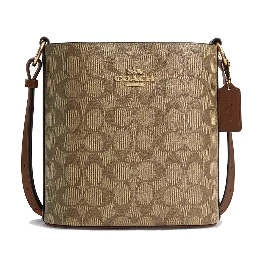 Túi Đeo Chéo Nữ Coach Sophie Bucket Bag In Signature Canvas CR154 Màu Nâu Vàng - Duy Hoang
