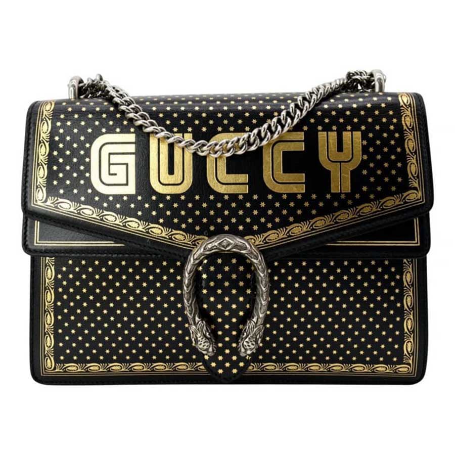 Túi Đeo Chéo Nữ Gucci Black Borsa Dionysus Sega Print Shoulder Bag Màu Đen Vàng - Duy Hoang