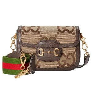 Túi Đeo Chéo Nữ Gucci GG Horsebit 1955 Jumbo Mini Bag Màu Nâu Be N-QL - Duy Hoang