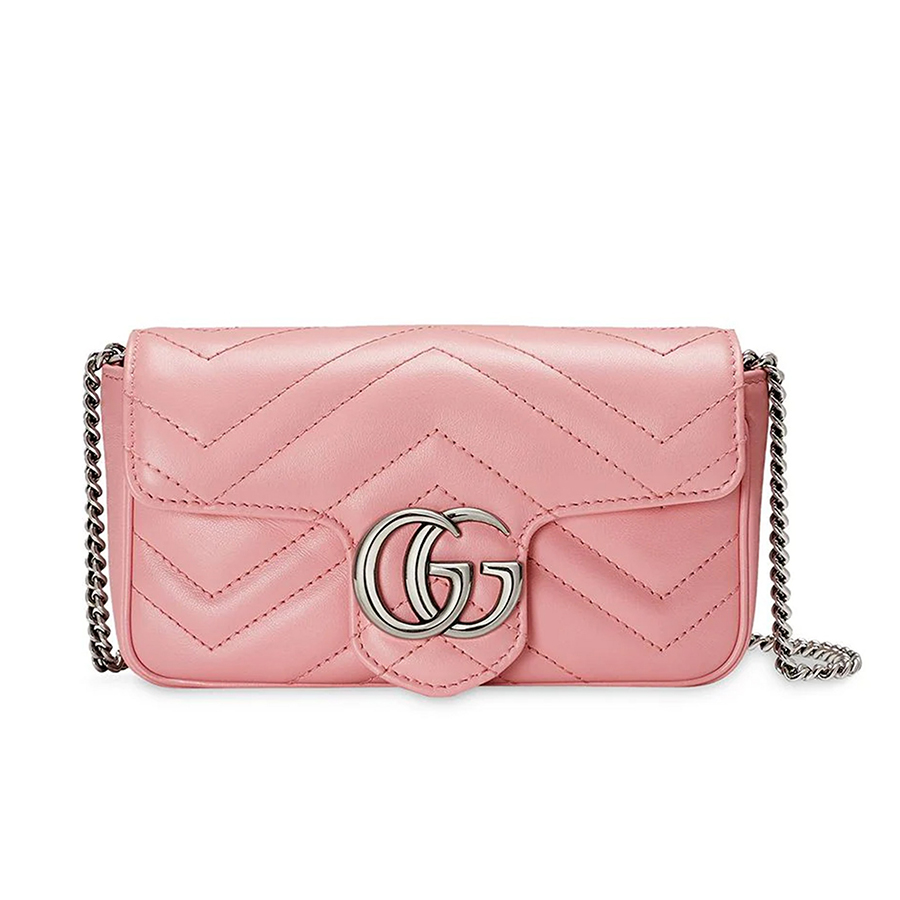 Túi Đeo Chéo Nữ Gucci GG Marmont Matelassé Leather Super Mini Bag Màu Hồng - Duy Hoang