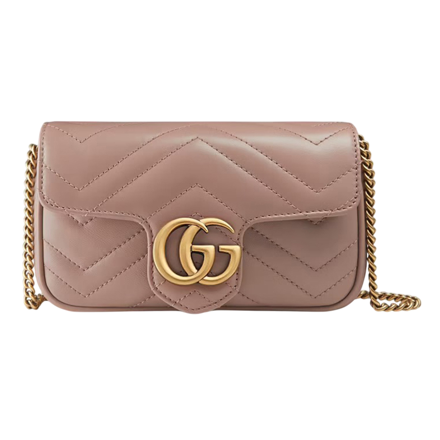 Túi Đeo Chéo Nữ Gucci GG Marmont Matelassé Leather Super Mini Bag Màu Hồng Nhạt - Duy Hoang