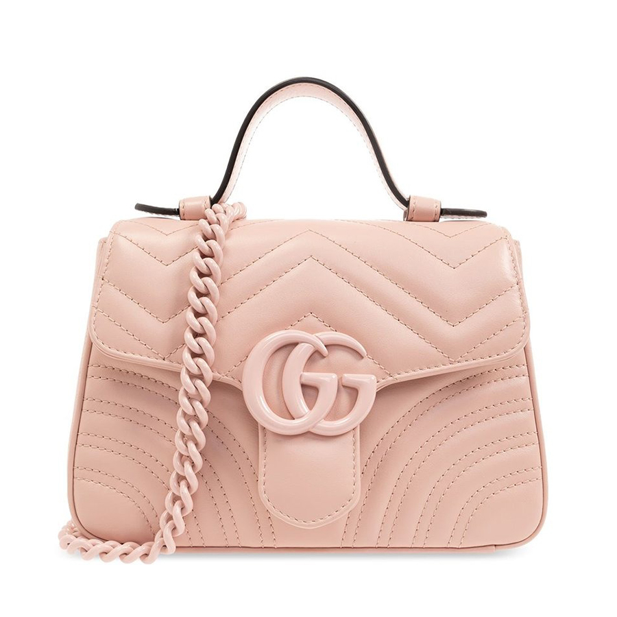Túi Đeo Chéo Nữ Gucci GG Marmont Mini Top Handle 702563 DAAAH Màu Hồng - Duy Hoang