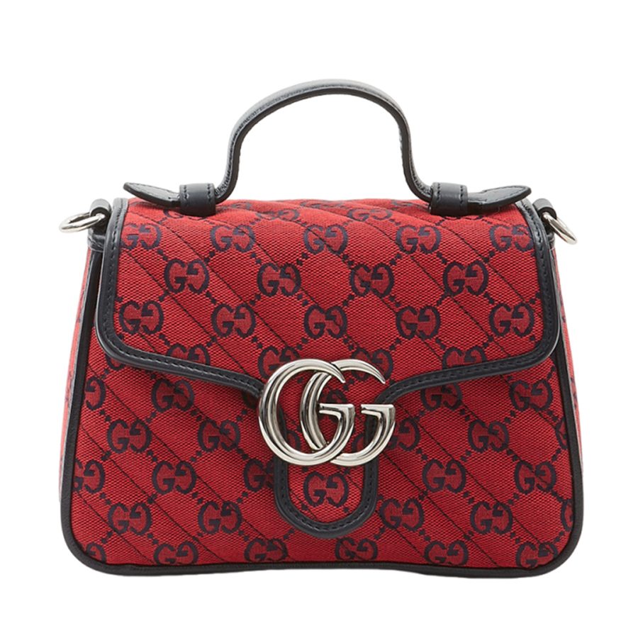 Túi Đeo Chéo Nữ Gucci GG Monogram Marmont Mini Satchel Màu Đỏ - Duy Hoang