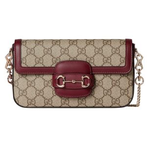 Túi Đeo Chéo Nữ Gucci Horsebit 1955 Mini Bag Beige Ankora Red Màu Be Đỏ - Duy Hoang