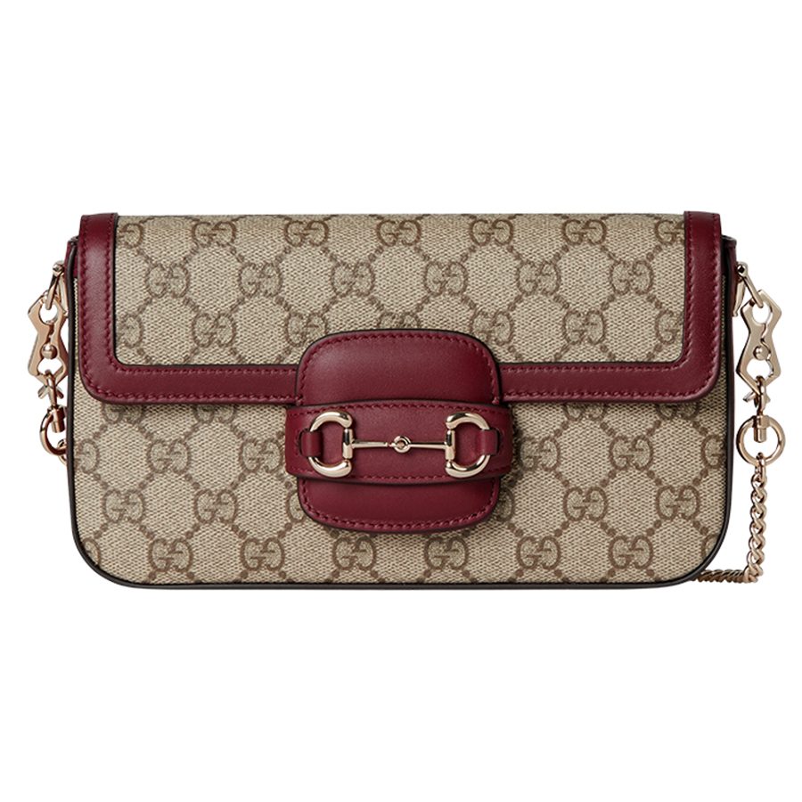 Túi Đeo Chéo Nữ Gucci Horsebit 1955 Mini Bag Beige Ankora Red Màu Be Đỏ - Duy Hoang