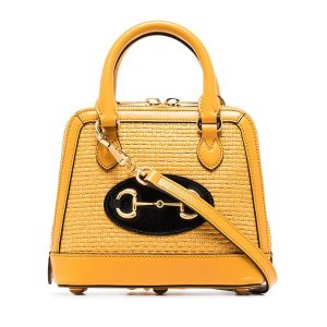 Túi Đeo Chéo Nữ Gucci Horsebit 1955 Raffia Màu Vàng - Duy Hoang