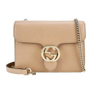 Túi Đeo Chéo Nữ Gucci Interlocking Leather Chain Crossbody Bag Màu Camel - Duy Hoang