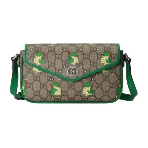 Túi Đeo Chéo Nữ Gucci Surdragon Double G Mini Crossbody Bag Màu Xám Phối Xanh - Duy Hoang