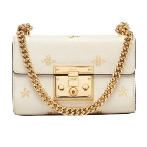 Túi Đeo Chéo Nữ Gucci White Leather Star/Bee Small Padlock Crossbody Bag Màu Trắng Kem - Duy Hoang