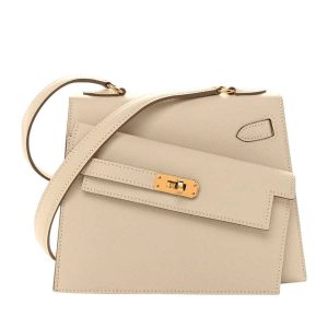 Túi Đeo Chéo Nữ Hermès Craie Kelly 20 En Desordre Sellier Epsom Gold Hardware Limited Edition Màu Trắng Kem - Duy Hoang