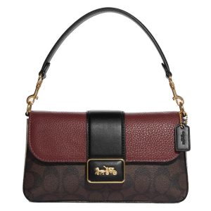 Túi Đeo Vai Nữ Coach Grace Mini Shoulder Bag In Signature Canvas CC066 Màu Nâu Đỏ - Duy Hoang