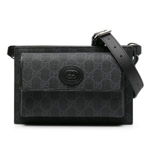 Túi Đeo Vai Nam Gucci GG Supreme Canvas Belt Bag 74630092TCF Màu Đen Xám - Duy Hoang