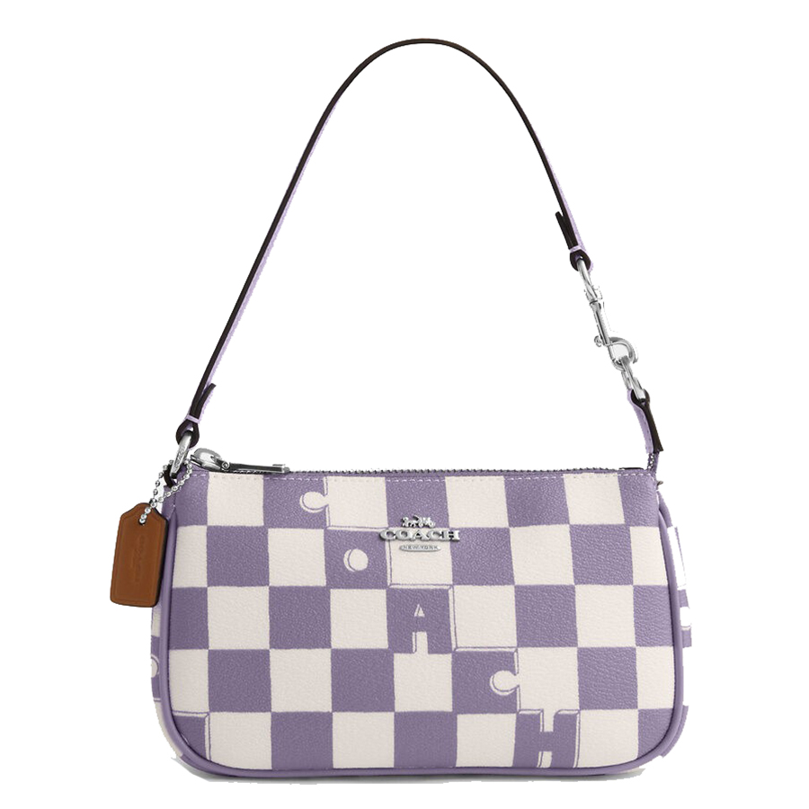 Túi Đeo Vai Nữ Coach Nolita 19 With Checkerboard Print CR394SVWPB Màu Tím Trắng - Duy Hoang