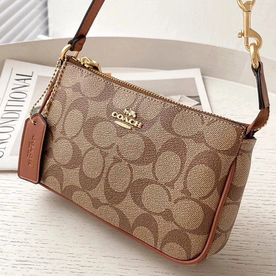 Túi Đeo Vai Nữ Coach Shoulder Bag Nolita 19 In Signature Canva Im/Khaki/Saddle Màu Nâu - Duy Hoang