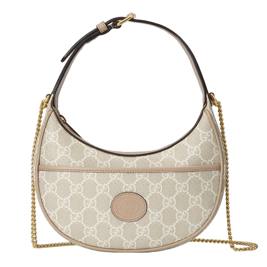 Túi Đeo Vai Nữ Gucci GG Half-Moon-Shaped Mini Bag 726843 FAA4G 9897 Màu Be - Duy Hoang