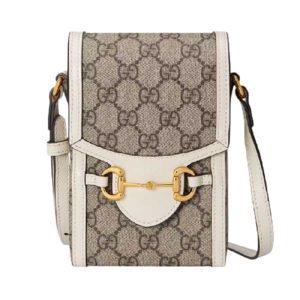 Túi Đựng Điện Thoại Nữ Gucci Horsebit 1955 Mini Beige And White Leather Màu Be Trắng - Duy Hoang