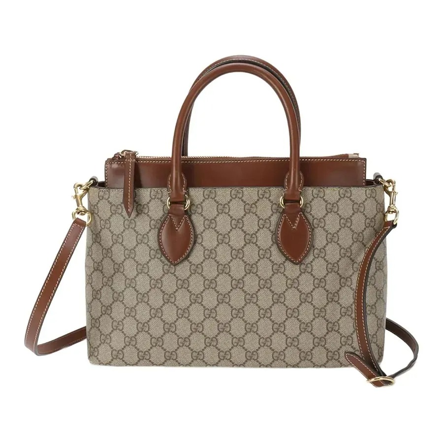 Túi Tote Nữ Gucci Supreme Zip Tote Màu Nâu Be - Duy Hoang