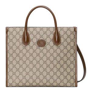 Túi Tote Nữ Gucci GG Supreme Small Tote Bag Màu Nâu Be Size 31 - Duy Hoang