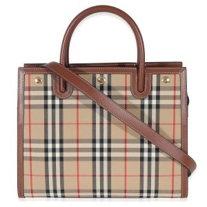Túi Tote Nữ Burberry Title Vintage Check Small Top Handle Tote Màu Nâu Be - Duy Hoang