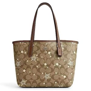 Túi Tote Nữ Coach Mini City In Signature Canvas With Star And Snowflake Print CN682 Màu Nâu Họa Tiết - Duy Hoang