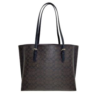 Túi Tote Nữ Coach Mollie Bag In Signature Canvas CV967 Màu Nâu Đen - Duy Hoang