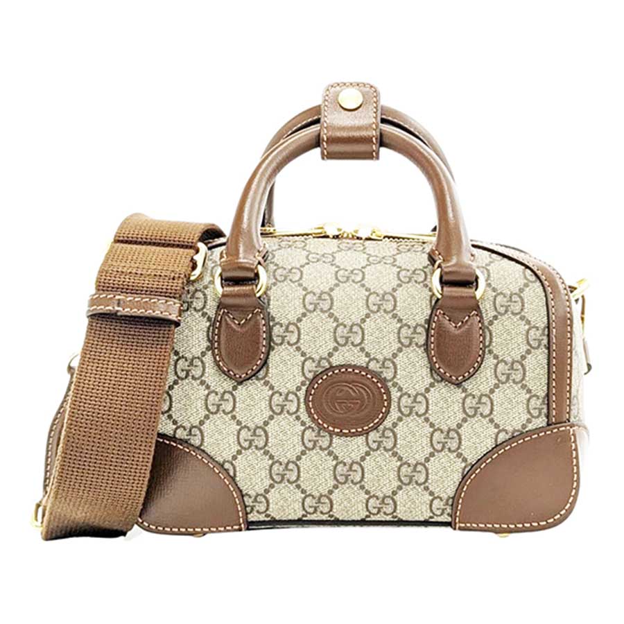 Túi Trống Nữ Gucci Speedy Small Duffle Bag With Interlocking Màu Be Nâu - Duy Hoang