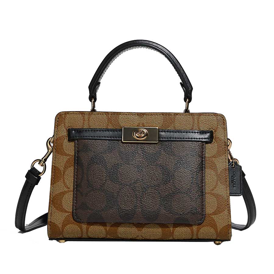 Túi Xách Coach Mini Lane Top Handle In Blocked Signature Canvas C8688 Màu Nâu - Duy Hoang