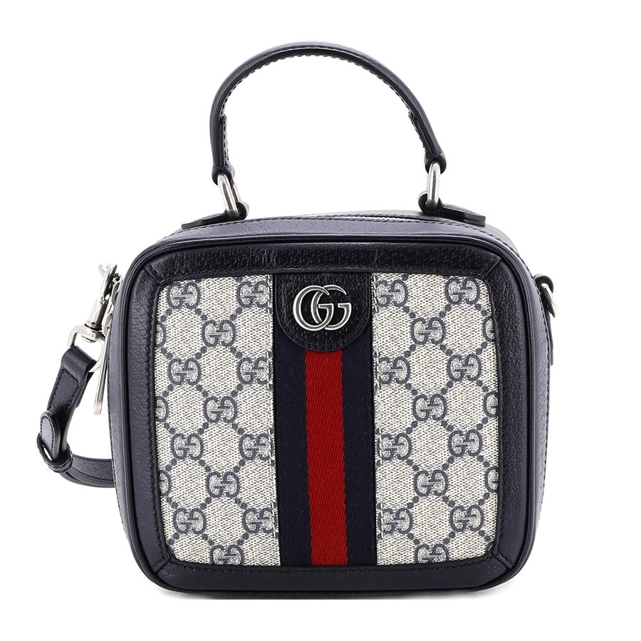 Túi Xách Nữ Gucci Ophidia Zip Around Top Handle Bag GG Coated Canvas With Leather Mini Satchel Màu Be Đen - Duy Hoang