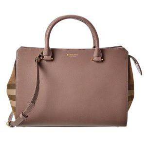 Túi Xách Tay Nữ Burberry Banwell Small Check Canvas & Leather Satchel Màu Nâu Đất - Duy Hoang