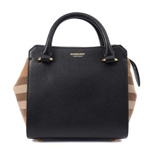 Túi Xách Tay Nữ Burberry Banwell Tote In Black Leather Màu Đen Nâu - Duy Hoang