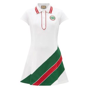 Váy Nữ Gucci GG Web-Striped Piqué Tennis Dress Phối Màu Size S - Duy Hoang