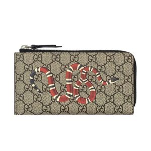 Ví Gucci 575364 K561N GG Supreme Snake Print L-shaped Zipper Long Wallet Màu Be - Duy Hoang
