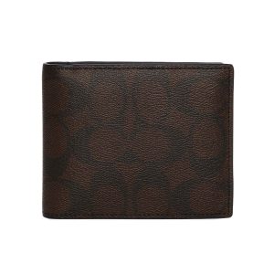 Ví  Nam Coach 3 In 1 Wallet In Blocked Signature Canvas Màu Nâu - Duy Hoang