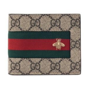 Ví Nam Gucci Bee Web Bifold Wallet GG Coated Canvas Màu Nâu Be - Duy Hoang