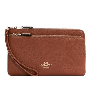 Ví Nữ Coach Pebbled Leather Double Zip Wallet C5610 Màu Nâu - Duy Hoang