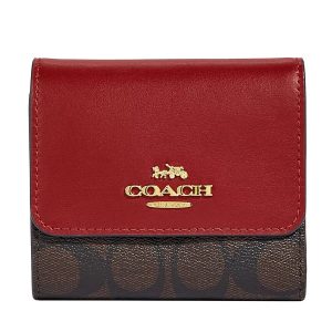 Ví Nữ Coach Trifold Wallet CE930 Gold/Brown1941 Red Màu Đỏ/Nâu - Duy Hoang