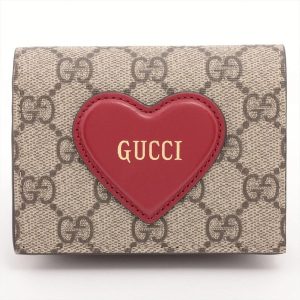 Ví Nữ Gucci GG Supreme PVC Leather Compact Wallet Brown Red 648848 Màu Nâu Đỏ - Duy Hoang