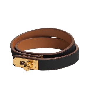 Vòng Đeo Tay Hermès Mini Kelly Double Tour bracelet Noir Màu Đen Size T2 - Duy Hoang