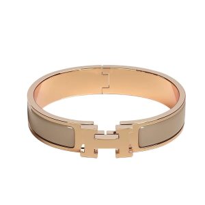 Vòng Đeo Tay Nữ Hermès Clic H Marron Glacé Bracelet Màu Vàng Hồng - Duy Hoang